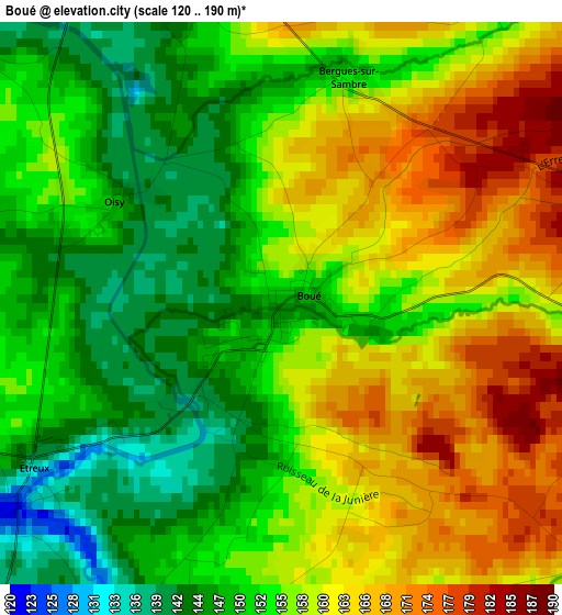 Boué elevation map