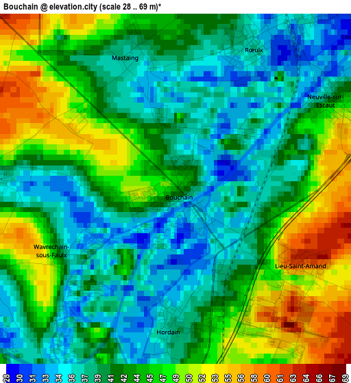 Bouchain elevation map