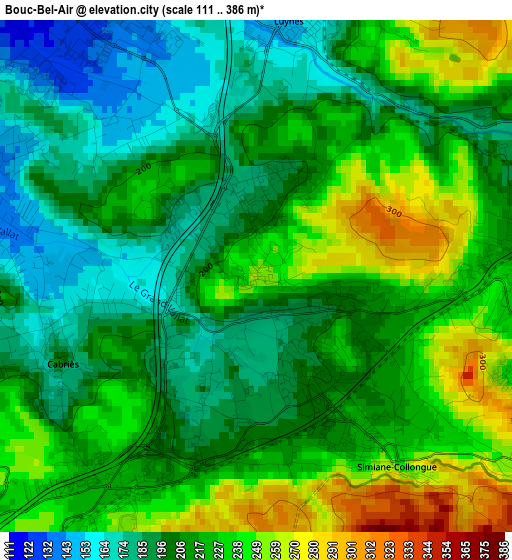 Bouc-Bel-Air elevation map