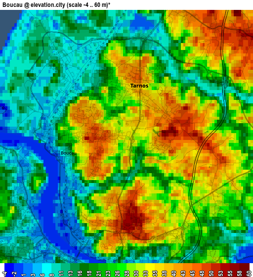 Boucau elevation map