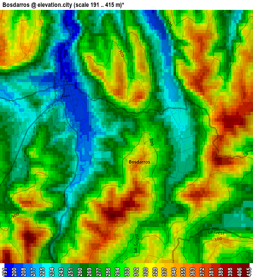 Bosdarros elevation map