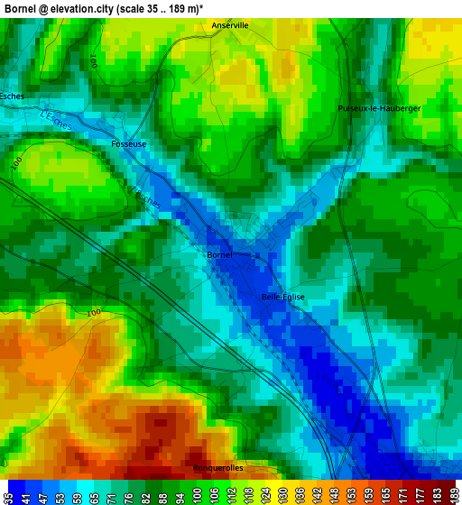 Bornel elevation map