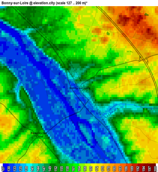 Bonny-sur-Loire elevation map