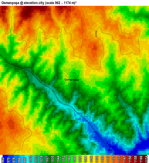 Osmanpaşa elevation map