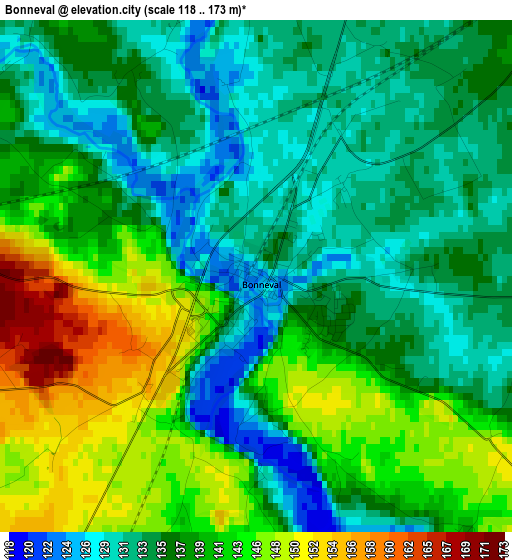 Bonneval elevation map