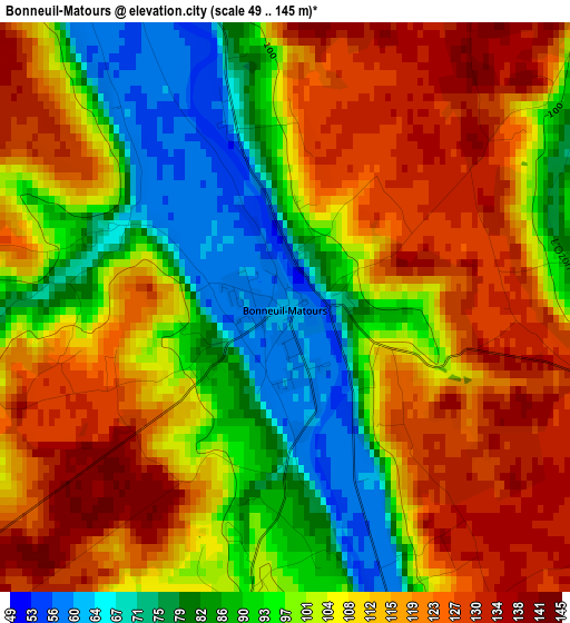 Bonneuil-Matours elevation map