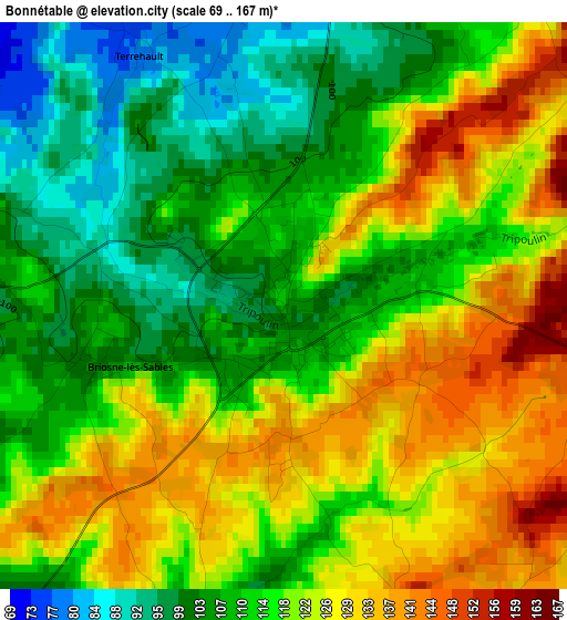 Bonnétable elevation map