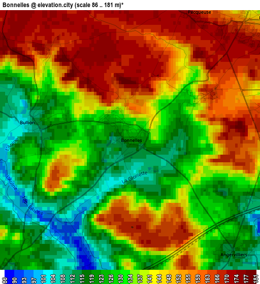 Bonnelles elevation map