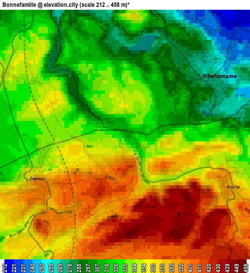 Bonnefamille elevation map