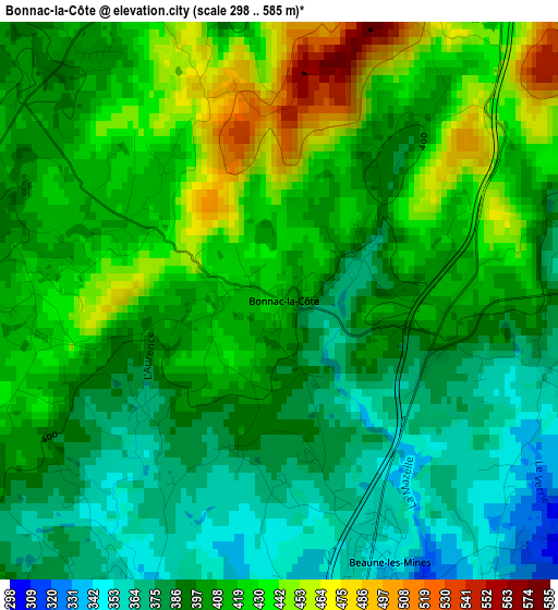 Bonnac-la-Côte elevation map