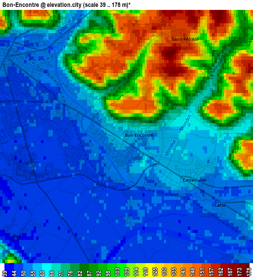 Bon-Encontre elevation map