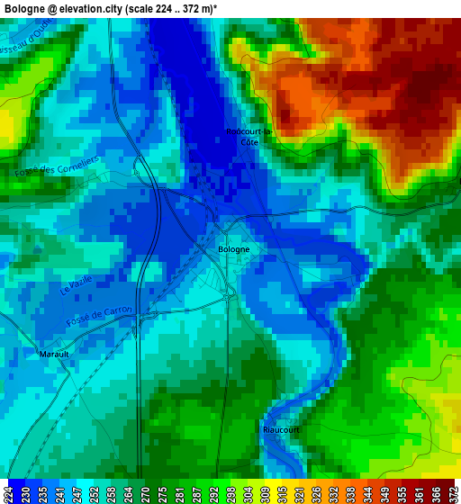 Bologne elevation map