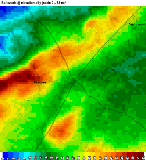 Bollezeele elevation map
