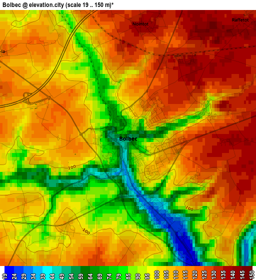 Bolbec elevation map