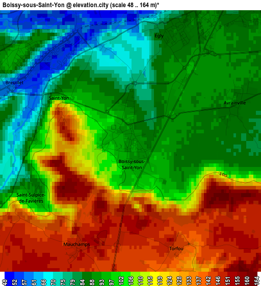 Boissy-sous-Saint-Yon elevation map