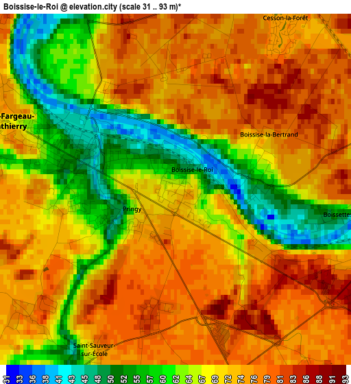 Boissise-le-Roi elevation map