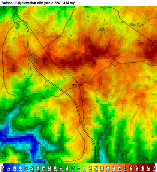 Boisseuil elevation map