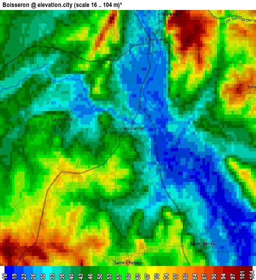 Boisseron elevation map