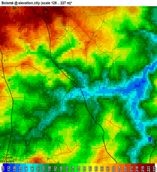 Boismé elevation map