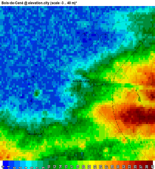 Bois-de-Cené elevation map