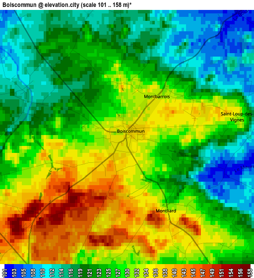 Boiscommun elevation map