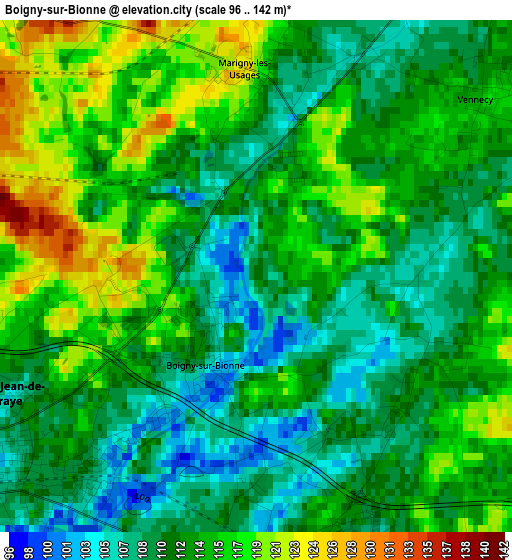 Boigny-sur-Bionne elevation map