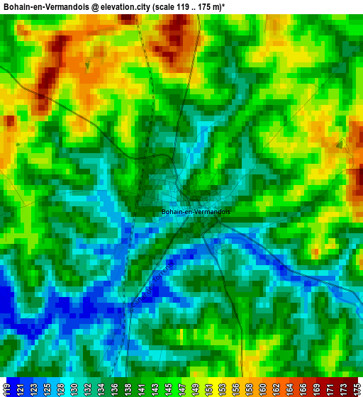 Bohain-en-Vermandois elevation map