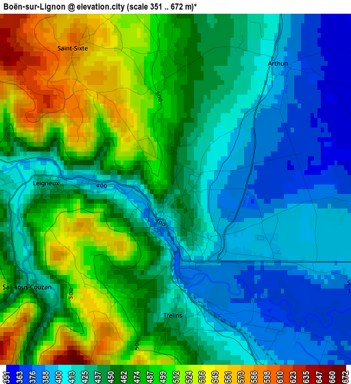 Boën-sur-Lignon elevation map