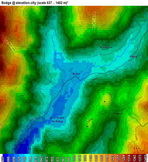 Boëge elevation map