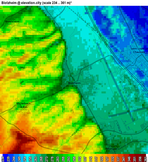 Blotzheim elevation map