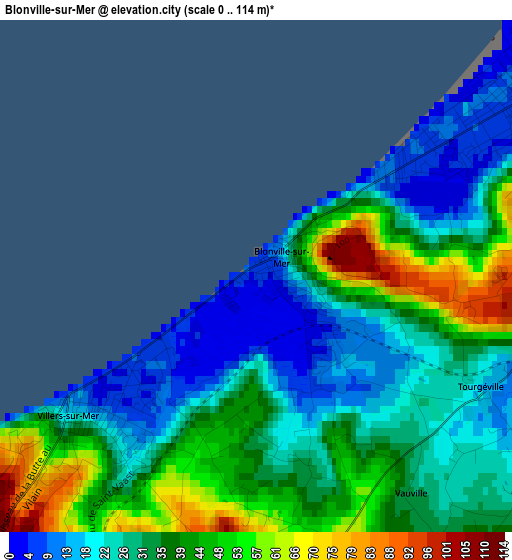 Blonville-sur-Mer elevation map