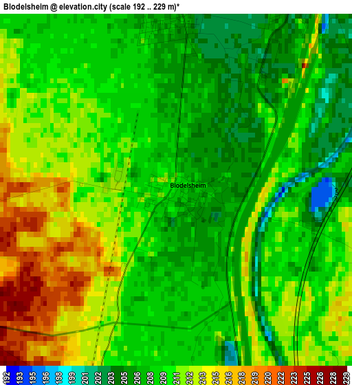 Blodelsheim elevation map