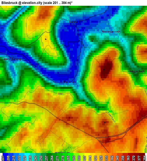 Bliesbruck elevation map