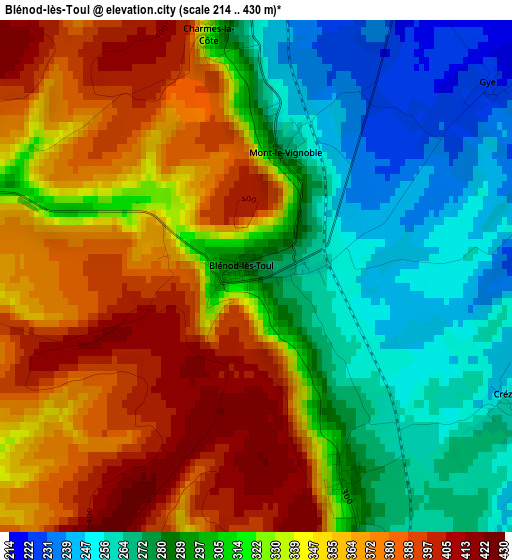 Blénod-lès-Toul elevation map