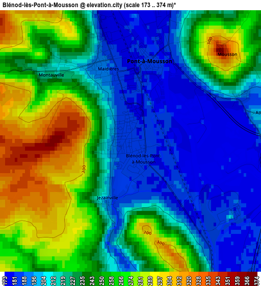 Blénod-lès-Pont-à-Mousson elevation map