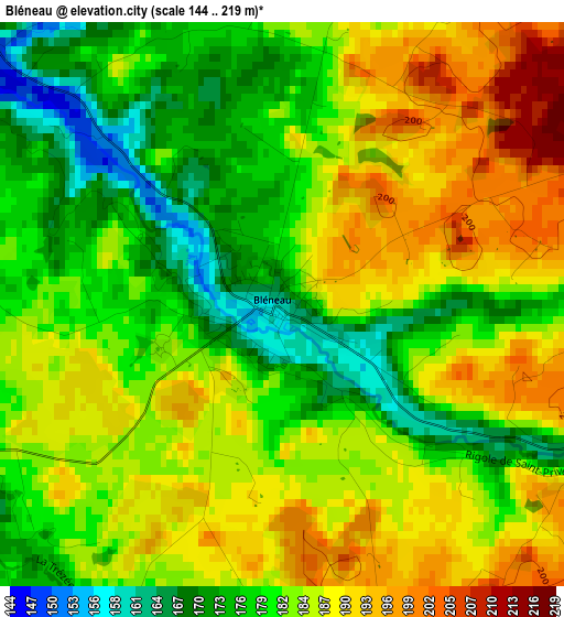 Bléneau elevation map