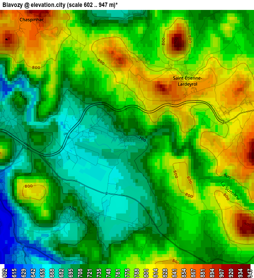 Blavozy elevation map