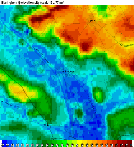 Blaringhem elevation map