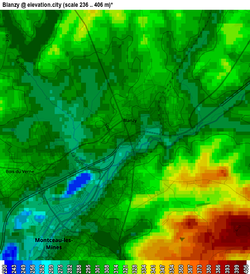 Blanzy elevation map