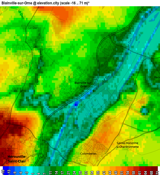 Blainville-sur-Orne elevation map