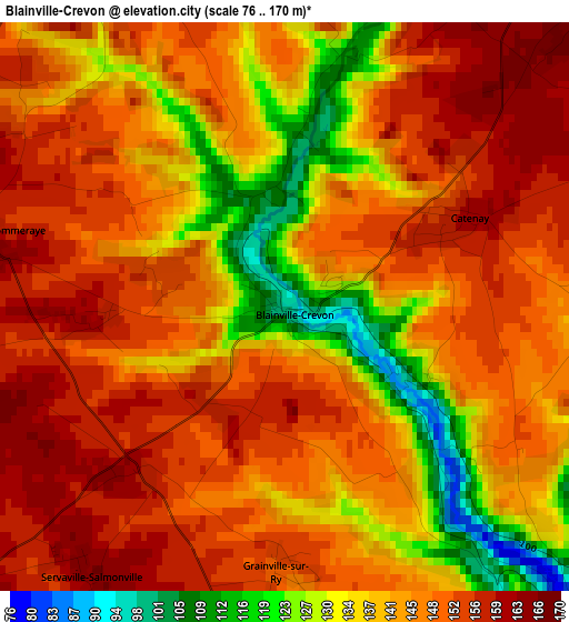 Blainville-Crevon elevation map