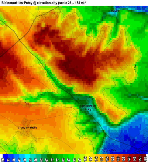 Blaincourt-lès-Précy elevation map