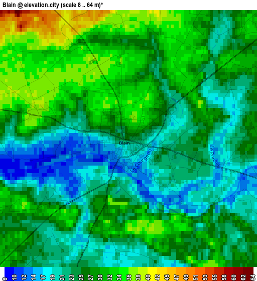 Blain elevation map