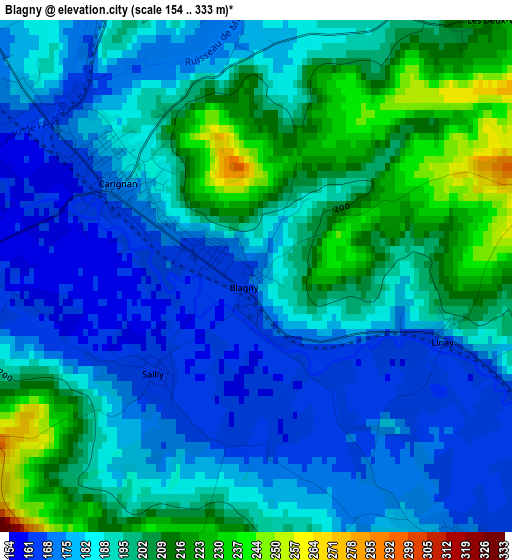 Blagny elevation map