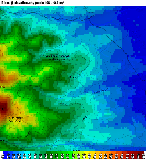 Blacé elevation map