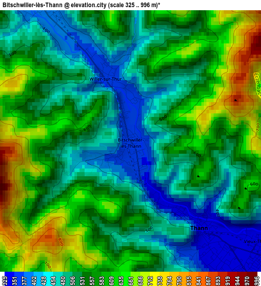 Bitschwiller-lès-Thann elevation map