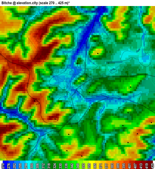 Bitche elevation map