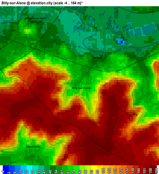 Billy-sur-Aisne elevation map