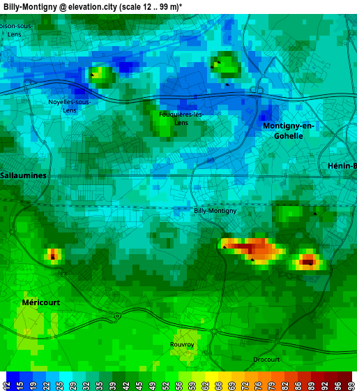Billy-Montigny elevation map