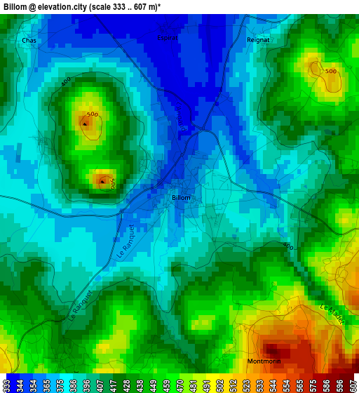 Billom elevation map